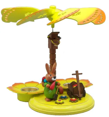 Produktbild von Osterdekoration Pyramide mit Hase und Handwagen bunt BxHxT 26x20x26cm NEU