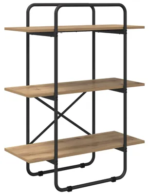 Image de Étagère bibliothèque, 3 niveaux, 80 x 35 x 105 cm, en bois stratifié imitation chêne artisanal