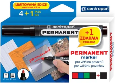 Zdjęcie produktu dla Popisovač permanentní Centropen 8566, kulatý hrot, 2,5 mm, 4 ks