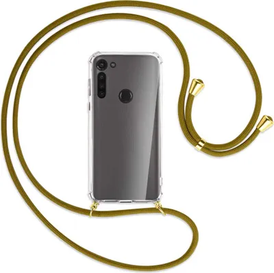 Produktbild von Handykette Backcover-Schutzhülle mit Band (Metall goldfarben) für Motorola Moto G8 - khaki