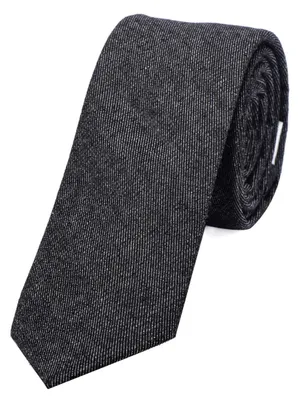 Produktbild von DonDon Herren Krawatte 6 cm Baumwolle Jeans-Look anthrazit