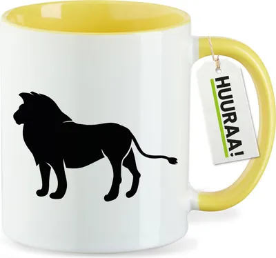 Produktbild von Huuraa Kaffeetasse Löwe Silhouette 330ml Gelb Keramik Kaffeebecher Geschenkidee