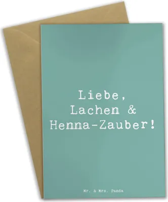 Produktbild von Mr. & Mrs. Panda Grußkarte Spruch Henna-Abend Magie - Meeresbrise - Geschenk, Braut, Geschenke, Heirat, hochzeitskarten, einladungskarten, Heiraten, Zusammenhalt