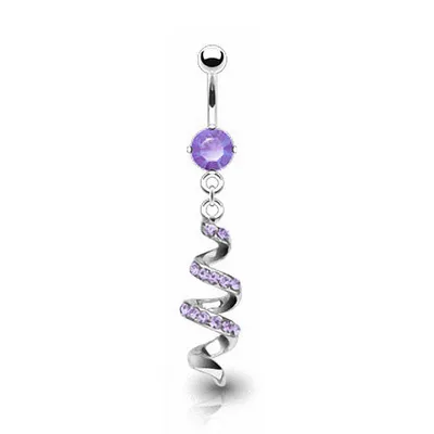 Produktbild von Taffstyle Bauchnabelpiercing Bauchnabelpiercing Stecker Zirkonia Kristall Swirl Anhänger, Lila