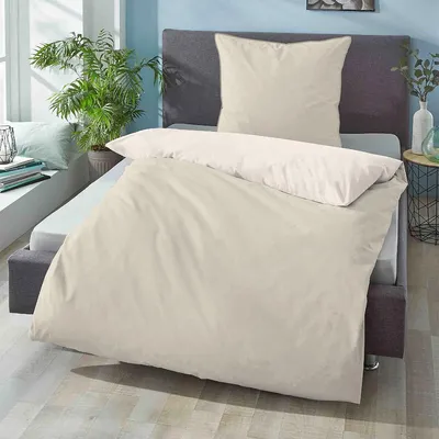 Produktbild von Biberna Mako-Satin Bettwäsche 615211 135x200 cm + 80x80 cm natur