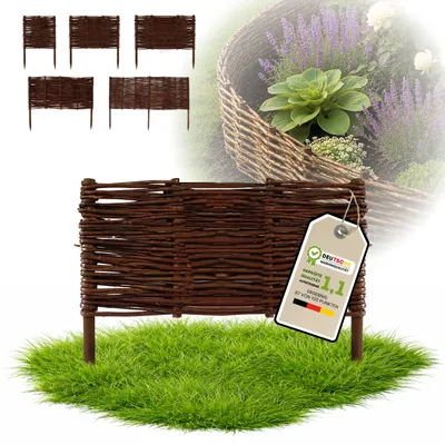 Immagine prodotto di Floranica 1 pezzo Recinzione in vimini 30 cm x 30 cm – Staccionata da giardino intrecciata Palizzata Recinzione naturale Bordo aiuola