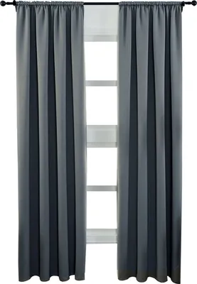 Image de Happyment Ensemble de rideaux Diva - 2 pièces - Gris foncé - 117x138 cm - Occultant - Avec bande plissée - Velours - Isolant