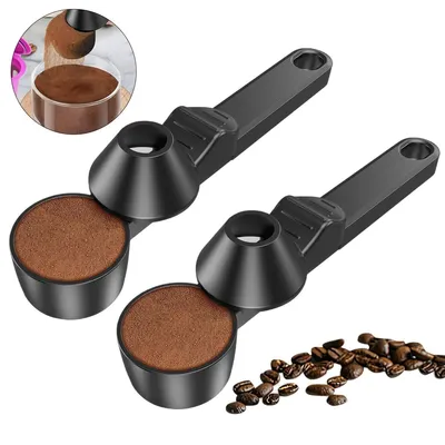 Produktbild von Kaffeelöffel-Set mit Tamper, 2-in-1 Kaffeelöffel & Stampfer, 2 pcs zum Dosieren, kann an Kaffeebehälter, Haken oder Reiserucksack gehängt werden