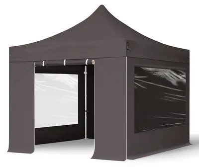 Produktbild von TOOLPORT 3x3m Aluminium Faltpavillon, inkl. 4 Seitenteile, dunkelgrau