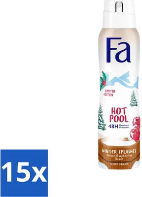 Obrázok produktu pre Fa - Dezodorant v spreji - Zimné šplechy - 48-hodinová ochrana - Zmrzlá malina - Osviežujúci a ovocný - 150 ml - Hodnotné balenie - 15 kusov
