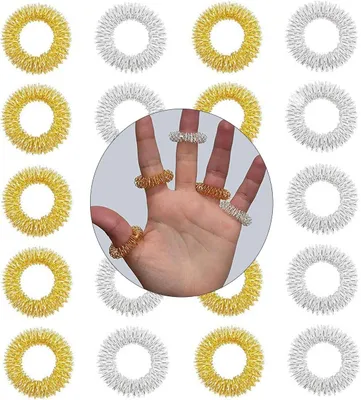 Produktbild von 40 Stück Massageringe für Finger Massage Ring, Akupressur Ring Sensorische Skills Ringe Set, Fingermassagering für Stress Reduzierstück und Förderung der Durchblutung Akkupressurringe