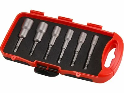 Produktbild von Klucze nasadowe do wiertarek, zestaw 6 sztuk, 6-13 mm, długość 65 mm, CrV