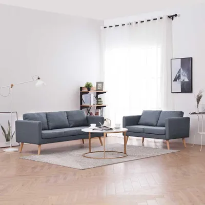 Produktbild von vidaXL Sofagarnitur 2-Sitzer und 3-Sitzer Stoff Dunkelgrau