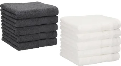 Produktbild von Betz 10 Stück Seiftücher 30x30 cm PALERMO 100% Baumwolle Farbe: weiß und anthrazit
