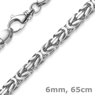 Produktbild von 6mm Königskette Kette Halskette aus 585 Gold Weißgold 65cm Herren
