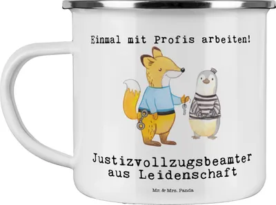 Produktbild von Mr. & Mrs. Panda Pott Justizvollzugsbeamter Leidenschaft - Weiß - Geschenk, Lustig, Spruch, Witzig, Gefängnis, Teetasse, Emaille Becher, Tasse, Haferl
