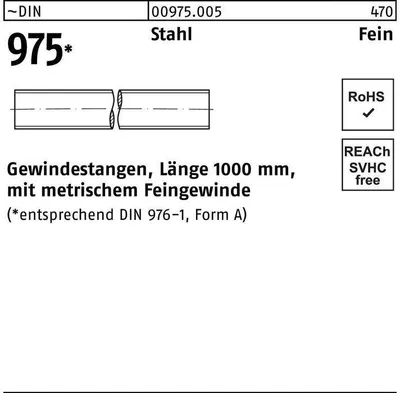Produktbild von Gewindestange DIN 975 M 12 x 1,5 x 1000mm Stahl