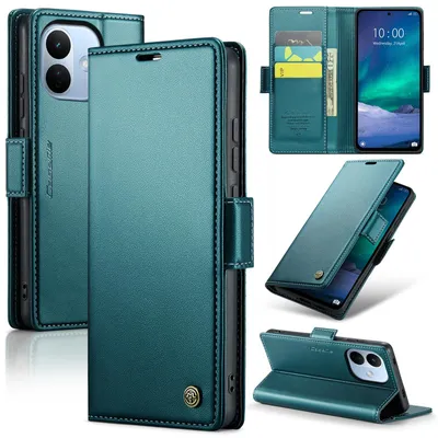 Produktbild von Lederhülle für Xiaomi Redmi Note 17 Pro Brieftasche Kartenfach Schutzhülle mit Standfunktion Grün