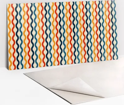 Produktbild von PVC-Wandschutz für die Küche - Stilvoller Schutz für Ihre Wände 100 x 50 Bunte Boho -Wellen