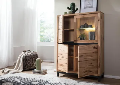 Produktbild von MASSIVMOEBEL24 Highboard Wildeiche 103x40x148 natur geölt VILLANDERS #105