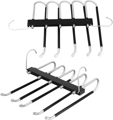 Image de Cintres multifonctionnels en acier inoxydable - Pliables - Antidérapants - Lot de 2 - 34 x 29,5 cm