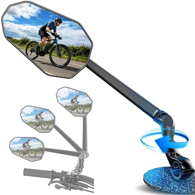 Imagen del producto de Omgoods - Espejo para bicicleta, ideal para bicicletas eléctricas, espejo retrovisor plegable de 360°