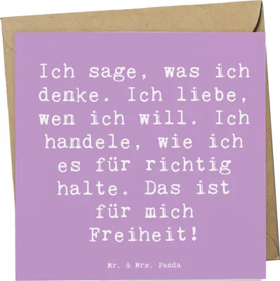 Produktbild von Mr. & Mrs. Panda Glückwunschkarte Spruch Freiheit Leben - Lavendeltraum - Geschenk, inspirierend, Grußkarte, anlasskarte, Motivation, Unabhängigkeit, Liebe, faltkarte