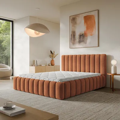 Produktbild von Masseno Polsterbett TEBA 200x200 cm, Polsterbett mit Bettkästen -Orange, QUELLE 54
