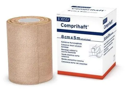 Produktbild von 12x JOBST Comprihaft, kohäsive Kurzzugbinde, ca. 75 % Längsdehnung, 5m gedehnt, 8 cm, | 1 Binde