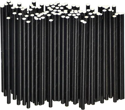 Productafbeelding van Kleine zwarte papieren rietjes voor cocktails - Koffie en korte drankjes - 14,6 x 0,6 cm - 500 counts
