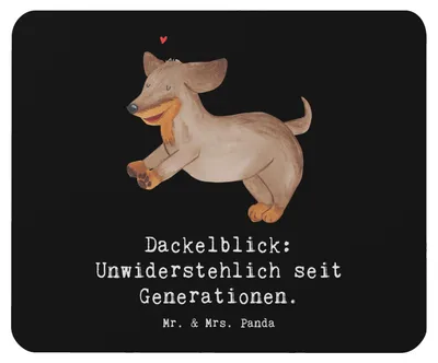 Produktbild von Mr. & Mrs. Panda Mousepad Kurzhaardackel Dackelblick - Schwarz - Geschenk, laptop, Hunderassen, mauspad, Dackel, Pflege, Vielfalt, mausteppich, Mouse Pad, Beziehung