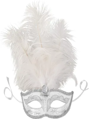 Produktbild von Venezianische Maske mit Federn - silber