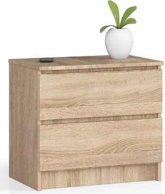 Produktbild von Nachttisch K60 mit 2 Schubladen Schlafzimmer Schrank, B60xH55xT40 cm, Eiche