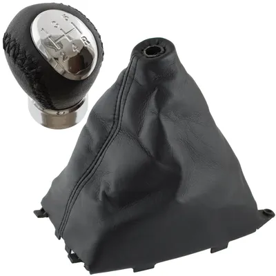 Produktbild von Mazda 6 GG/GY 02-08 Schaltknauf SCHWARZES LEDER 5-GANG 12MM + Schaltmanschette + Rahmen 2-teiliges Set