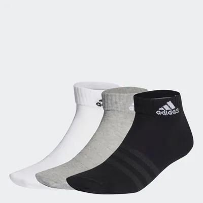 Productafbeelding van adidas Uni kindersokken, dun en licht, enkelsokken, 3 paar, mediumgrijs/wit