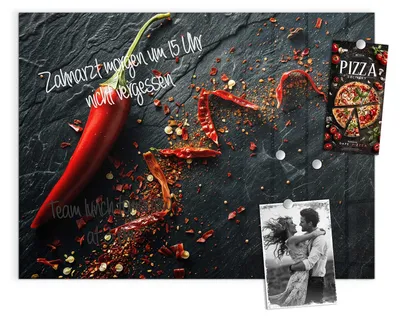 Produktbild von Magnettafel 120x90cm Pinnwand Whiteboard beschreibbar - Chili Auf Schiefer