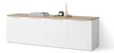 Immagine prodotto di Parete attrezzata soggiorno Livinity Piave Bianco/Sonoma 2 parti, Model 58994