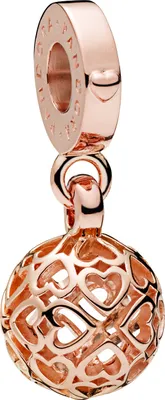 Immagine prodotto di PANDORA, ciondolo "Harmonious Hearts" in metallo rosa, collezione "SALE", con elemento a forma di cuore e sfera. Codice prodotto: 787255