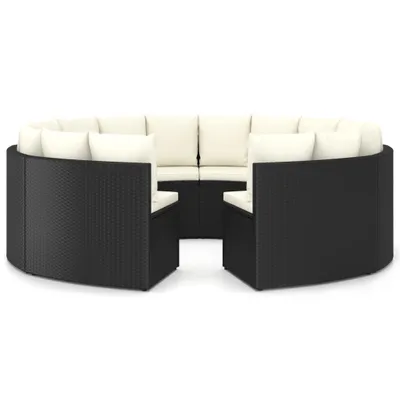 Zdjęcie produktu dla 8-częściowa sofa ogrodowa z poduszkami, rattan PE, czarna