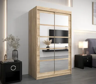 Obrázek produktu pro Šatní skříň se zrcadly ANABEL - šířka 120 cm, dub sonoma