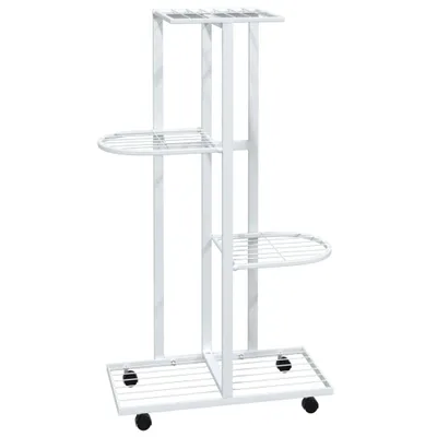 Obrázek produktu pro 4patrový stojan na květiny s kolečky 44x23x80 cm bílý železo