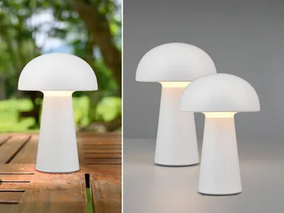 Produktbild von Dimmbare LED OUTDOOR Tischleuchte 21cm 2er SET Akku USB Anschluß in Weiß