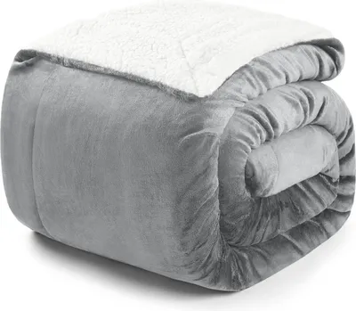 Produktbild von Blumtal Premium Sherpa Fleecedecke 220x240 cm - Hochwertige Warme Decke, ® e Kuscheldecke flauschig als Sofadecke, Tagesdecke oder Wohnzimmerdecke, Grau