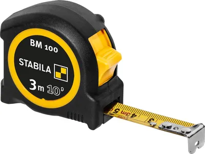 Produktbild von STABILA Taschenbandmaß BM 100, 3 m, bruchsicheres ABS-Gehäuse, Gürtel-Clip