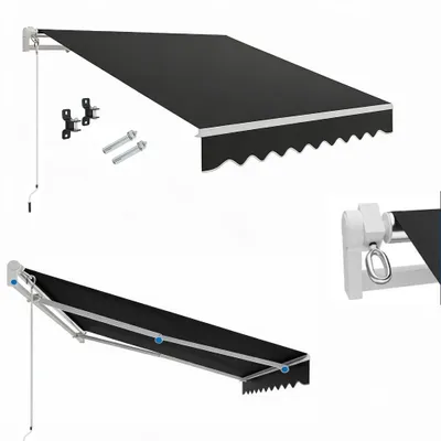 Produktbild von Markise 300 x 250 cm - Beschattung Terrasse & Balkon - Gelenkarmmarkise mit Kurbel & Halterung - Sonnenschutz Balkonmarkise Gelenkmarkise, Schwarz