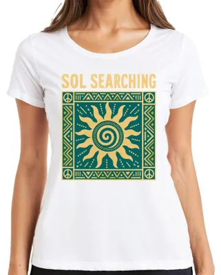 Produktbild von Sol Searching Sonne Tribal Boho Hippie Spirituell Vintage Aztec Damen T-Shirt, Weiß, XL