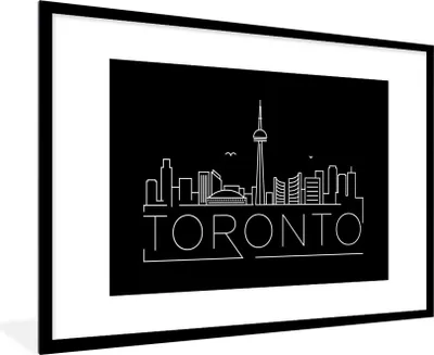 Produktbild von MuchoWow® MuchoWow® Gerahmtes Poster Stadtbild "Toronto" auf schwarzem Hintergrund 90x60 cm - Poster mit zchwarzem Bilderrahmen - Wanddekoration - Fotos