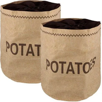 Produktbild von Garten-Eimer-Abdeckungen 2 Stück - Dunkelbeige Tuch - Gemüse-Beutel - Zwiebel/Lauch-Unterbringung - Wiederverwendbares Baumwolltuch - 28x38 cm