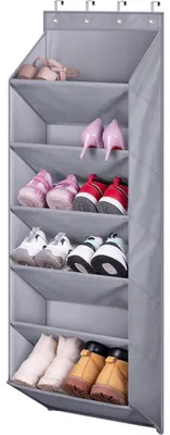 Image de Étagère à chaussures sur porte, 6 compartiments, gris, 133 cm