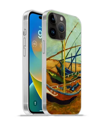 Produktbild von MuchoWow® Handyhülle Schutzhülle Hülle für Apple iPhone 14 Pro - Softcase Fischerboote am Strand - Vincent van Gogh Silikon Softcase Handy Hülle - Umschlag